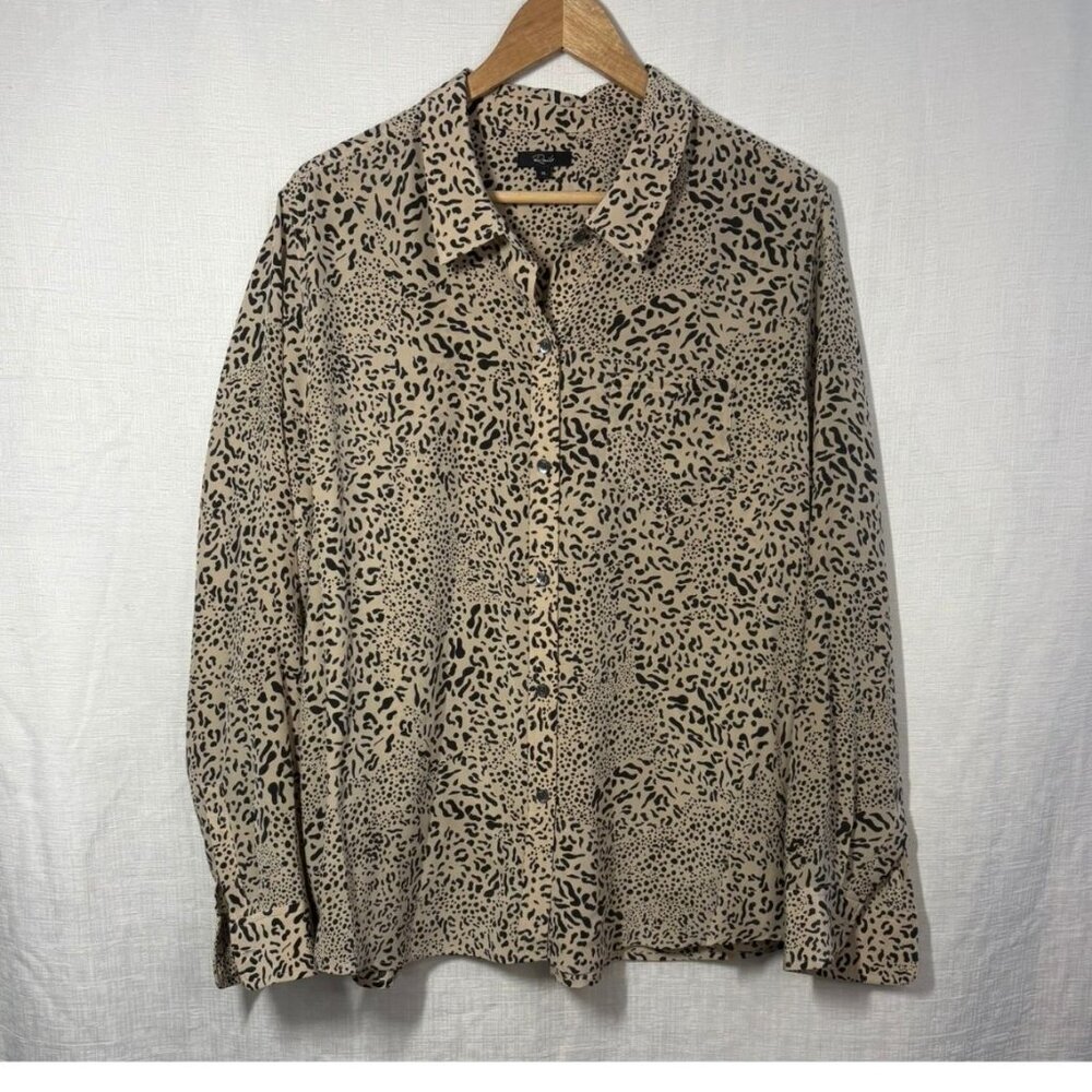 Rails 100% Silk Button‑Down Shirt XL – Animal Print / Leopard Print – Luxe